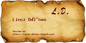 Lincz Dénes névjegykártya